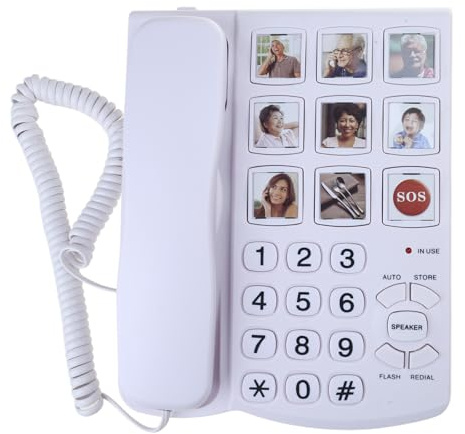 Téléphone fixe filaire avec gros boutons et cadrans de vitesse pour un son amplifié aux personnes âgées