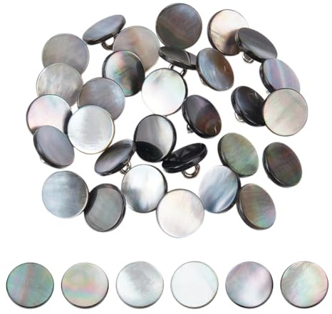 NBEADS 30 Stück Natürliche Muschelknöpfe, 11mm Schwarzer Schaft Knopf Perlmutt Runde Knöpfe zum Nähen 1-Loch Muschelknöpfe für Kostüme Nähen DIY Crafts Häkeln Ornament
