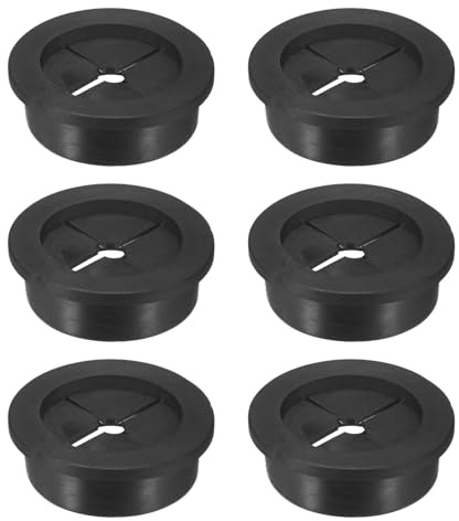 M METERXITY 6-Pack Rubber Grommets for Wiring 35mm Desk Grommet Double-Sided Flexible Cable Cord Grommet Desk Hole Cover for Cables/Wires Through Protection Cable Grommet [Black]