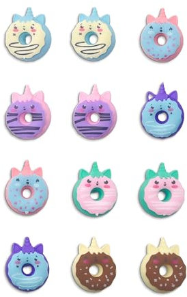 12 Stück Radiergummi (12 Arten von Doughnut),Radiergummis,eraser,Radierer,Knetradiergummi,radiergummi Set,Radiergummi Tiere