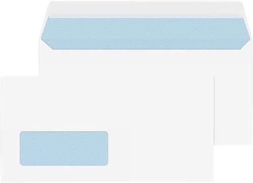 RFE Pack of 100 - DL White Mailing Envelopes with Window Self Seal for Posting mailing Home Office, Ecommerce and Business 80gsm 110 x 220mm