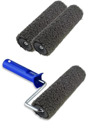 Profesius Putztroller für Spachtelmasse - Rollspachtel-Walze Putzwalze - Spezialwalze für Spachtelmasse - zum Auftragen von Spachtelmasse und Rollputz - 3x 23cm Putzwalze + 1x Bügel