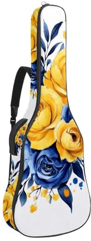 Gitarrentasche in voller Größe, wasserdichte Gitarren-Abdeckung, Tragetasche für akustische klassische E-Gitarren, Wildblumen, Aquarell-Bouquet-Muster, Multicolor 08, 42.9x16.9x4.7 in, Lässiger