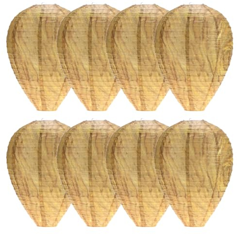 QWORK® 8 Piezas Nido Falso de Avispas, nidos de Avispas Colgantes, señuelos de Nido de Avispa, para el hogar y el jardín