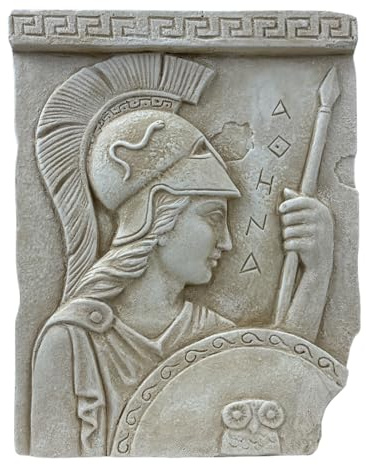 Athena Minerva Wall Décor – Handmade Greek Goddess of Wisdom & War Relief – Natural Non-Toxic Hard Plaster – Classical Home & Office Decoration