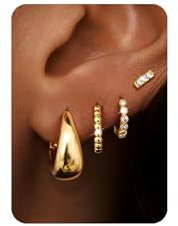 Morfetto Chirurgenstahl Ohrringe Gold Creolen Piercing Set Ohrringe Wasserfest Ohrstecker Gold Klein Flatback Ohrstecker Damen Herren Für Daith Conch Tragus Helix Piercings Schmuck 4 Paar