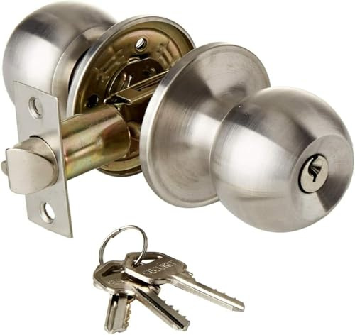 Neel Saanjh Stainless Steel Door Knob Lock with Keys, Includes 3 Keys Durable, Rust-Resistant, Secure Cylinder Lock for Interior & Exterior Doors, Long-Lasting,Ideal for Home, Office & Rooms