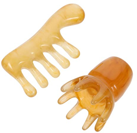 SMASOLO 2 Piezas Peine Gua Sha Para Cabelludo Masajeador Capilar Manual Peine De Dientes Anchos Antiestático Para Masaje De Cabeza y Cuidado Del Cabelludo
