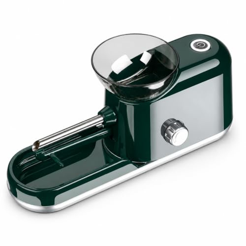 KinZon Machine à Rouler Électrique Automatique, Formats 8 mm et 6,5 mm, Remplissage par Bouton, Tube en Acier Inoxydable, Alimentation à Spirale, Plateau Amovible, Design Compact (Vert)