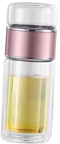 IWOWHERO Botella de Vidrio para Infusión de Té Filtro Inoxidable Diseño Portátil y Resistente Fugas para Té de Sueltas y Bebidas Calientes