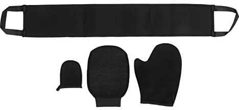 Kit de manopla autobronceadora, 4 unidades, aplicador de flocado de doble cara con guante exfoliante, aplicador de loción para la espalda, para el hogar, fiesta en la playa, negro