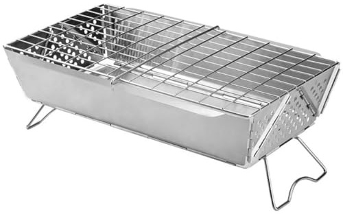 Homeponnew Barbecue pliable pour feu de camp et réchaud à charbon de bois pour camping en plein air, barbecue portable en acier inoxydable
