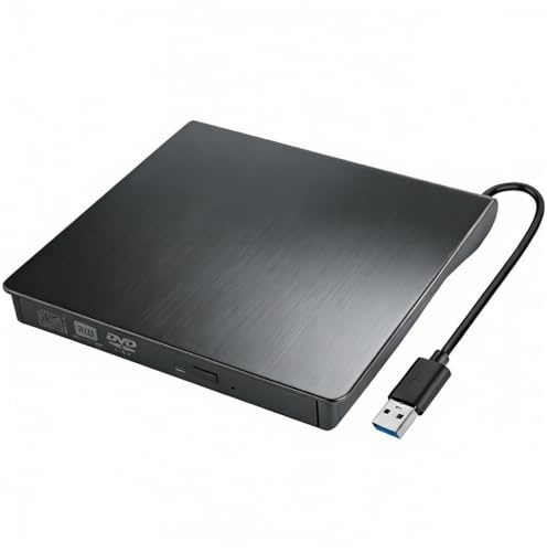 VoltCozy Lecteur CD/DVD Externe pour PC USB 3.0 Graveur CD/DVD -/+RW Portable Plug and Play pour Laptop/PC/Desktops/MacBook/Windows/MacOS Câble USB Intégré