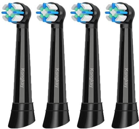 Cabezales de Recambio iO Compatibles con Oralb iO Series 2 3 4 5 6 7 8 9 10, Cerdas Suaves con Microvibración para Limpieza Profunda y Cuidado de Encías, Pack de 4, Negro