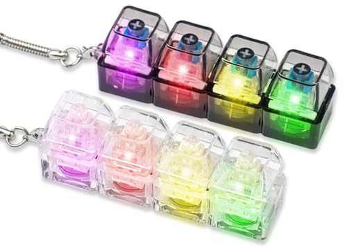 2Pcs Keyboard Fidget Toy for Adults, Clicker Keyboard Light Up, 4 Buttons Portable Fidgets Keyboard with LED Light, Cool Gadgets Keychain Anxiety Relief Stress Toys Gift (Black+White)
