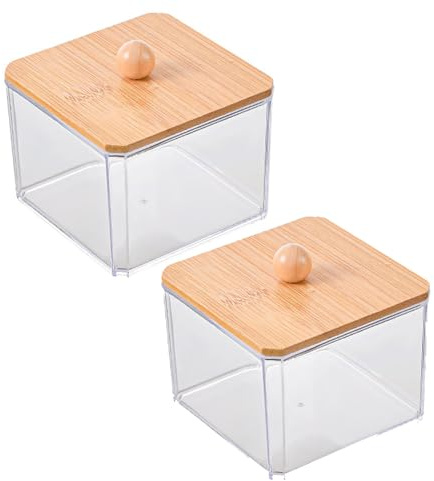 Lardenure Porta Qtip, 2 porta bastoncini di cotone in plastica trasparente, barattoli da farmacia antipolvere impermeabili con coperchi, batuffolo di cotone di capacità per bastoncini, palline, tampo