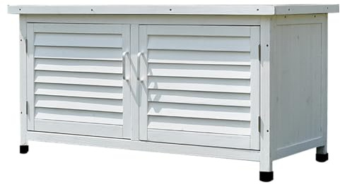 Potting Bench, Garden Tool Organizer Cabinet,Wooden Outdoor Storage Shed With Waterproof Roof,Outdoor Potting Bench With Metal Table Top,Double Doors Garden Work Bench For Backyard,One Color-White