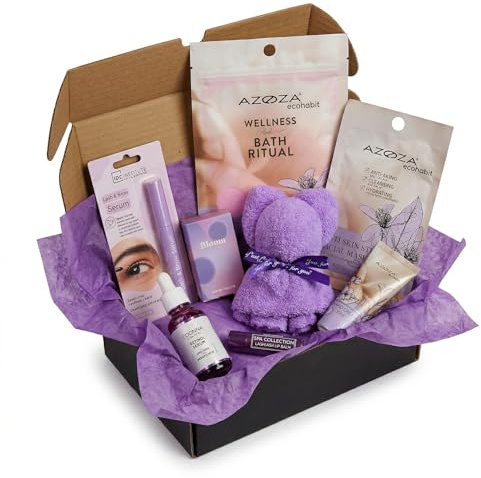 COSMEZIA Beauty Geschenkset Damen - 8-teilige Wellness Spa Geschenkbox für Frauen inkl. Retinol Serum, Wimpernserum, Badesalz & Maske - Entspannungsset als Geschenk für Freundin, Mama, Geburtstag