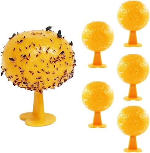 6 Stück klebrige Fliegenfalle Bälle, hängende Fruchtfliegenfallen, wiederverwendbare Fliegenfängerbälle für Garten, Balkon, Obstgarten, Küche und Zimmerpflanzenschutz