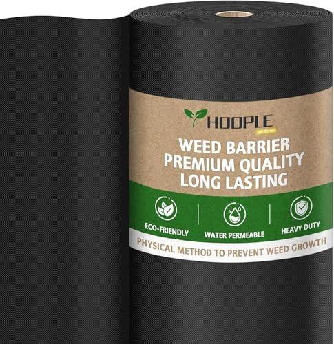 HOOPLE 3ftx180ft Heavy Duty Weed Barrier Landscape Fabric, Non Woven Geotextile Fabric for Weed Control, Driveways & Gardens | Commercial Grade Ground Cover with High Permeability, Cut to Size by Yard