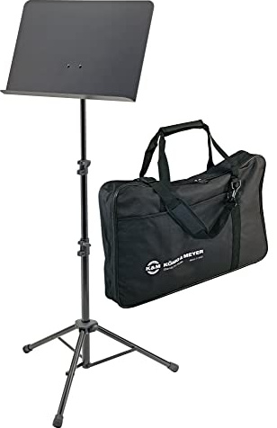 K&M 11870 Orchesternotenpult Alu Set, K&M Orchesterpult, Platte Stahl | Fußrohr mit Stützstreben, 2-fach ausziehbare Rohrkombination, Verbindung Stativ/Platte: Schnellverschluss, Gewicht: 2, 8 kg