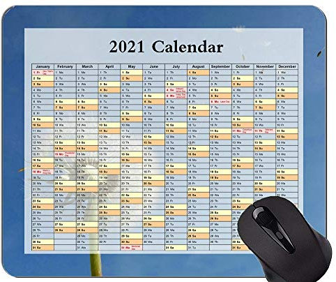 Kalender für 2021 Jahre Mouse Pad Office Mouse Pad, Nahaufnahme von Löwenzahn in Blue Sky Mousepads