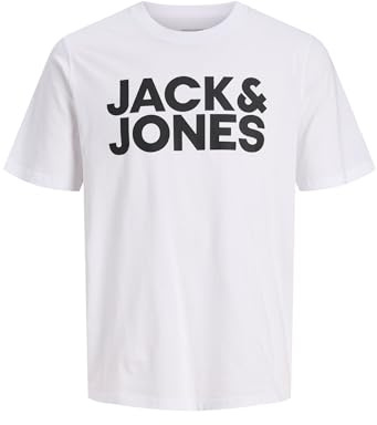 JACK & JONES JJECORP LOGO TEE SS O-NECK NOOS, T-Shirt, Uomo, White/Fit: Slim/Large Print/Black, XL