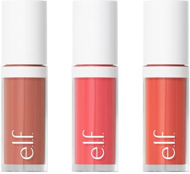 e.l.f. Camo Liquid Blush 3-Pack | Makeup Set for Cheeks, Natural Glow & Dewy Finish, For all Skin Tones, 0.13 Oz (4mL), Vegan | Dusty Rosé, Pinky Promise, Coral Crush