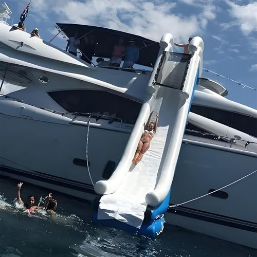 Scivolo d'acqua gonfiabile con rete di sicurezza e pompa ad aria, facile installazione per divertimento all'aperto