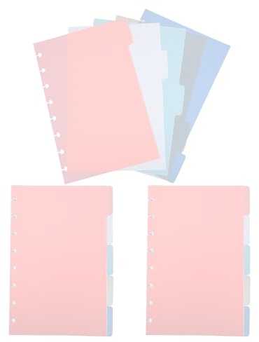 WOONEKY 3 Juegos de Separadores de Índice para Carpetas de Anillas Hojas de Polipropileno 55X85 con Pestañas Escribibles Separadores de Plástico para Planificadores y Cuadernos