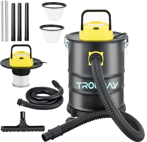 TROURAY Fireplace Ash Vacuum Cleaner, 4 Gallon Heat Resistant Lightweight Canister Vacuum Cleaner with 1000W Powerful Suction Blowout for Fireplaces, Pellet Roasters, Woodstoves Pellet Ash Vacuums