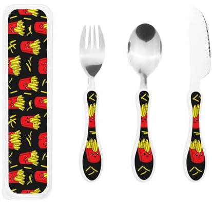Colorful French Fries Stainless Steel Utensils Portable Gourd Handle Knife Fork Spoon Three Piece Set