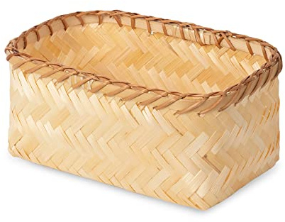 Compactor Cesta de Bambú HALONG 23x15x10 cm - Natural, Hecha a Mano en Vietnam, Organización y Decoración