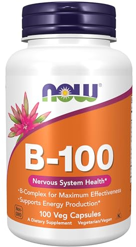 NOW Foods Supplements, Vitamin B-100, Energy Production*, Nervous System Health*, 100 Veg Capsules