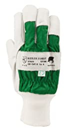 KEILER FORST Forsthandschuh Größe 8.0 (M) – Lederhandschuh EN388 CAT II – KWF geprüft – weiß/grün