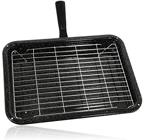 Spares2go Small Grill Pan, Rack & Detachable Handle for Belling Oven Cookers