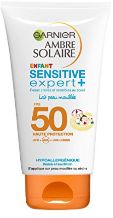 Garnier Ambre Solaire Crème Solaire Lait pour Peau Mouillée FPS50+ pour Enfant 150 ml - Lot de 2