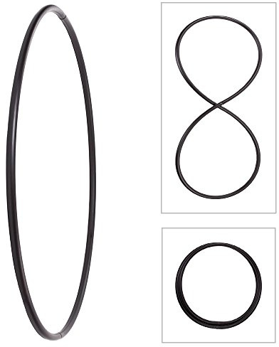 Hoopomania Plegable del aro de Hula en Blanco, PE 25 mm, Negro, Ø100cm