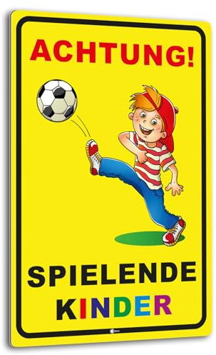 XXL Warnschild - Achtung Spielende-Kinder - Aluverbund-Schild - hin398