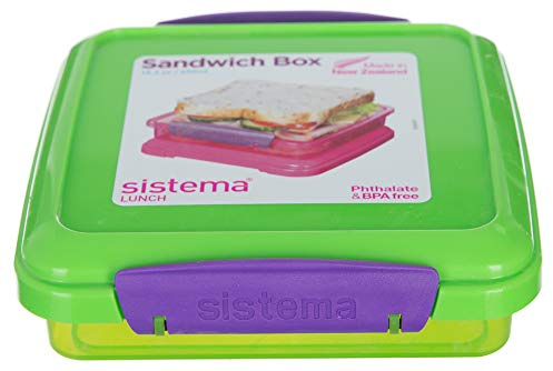 Sistema Lunch to GO Brotdose Sandwichbox | 450 ml | stapelbare Lunchbox mit auslaufsicherem Deckel | für Kinder & Erwachsene | BPA-frei | Gemischte Farben (Nicht auswählbar)