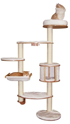Kerbl Pet Wandkratzbaum Dolomit XL, Katzenkratzbaum, weiß, 70x45x185cm, für mehrere Katzen, platzsparend montierbar, abnehmbare Kissen, Sisalsäulen