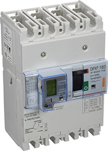 Legrand 420076 Disjoncteur Magnétothermique Différentiel DPX³160, Pouvoir de Coupure 25kA 400V~, 4P, 125A
