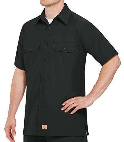 Red Kap Camisa de Trabajo Industrial de Manga Corta Delantal Abotonado de utilidades de Trabajo Hombre (Pack de 1)