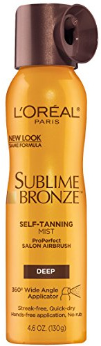 L'Oreal Paris Sublime Bronze Self Tanning Mist, Deep to Natural Spray Tan, 4.6 oz
