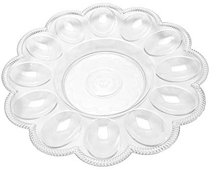 4 Egg Serving Plates 9 in Dia. 12 Wells for Deviled Eggs Clear Plastic