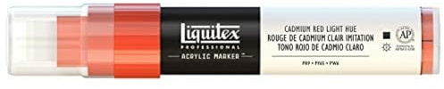 Liquitex 4610510 Professional Paint akrylfärger märkpenna för ritning, målning på papper, duk, textilier, bred spets, linjebredd 8 – 15 mm – kadmium– röd ljus imit.