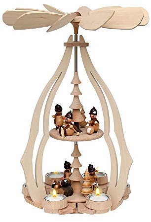 Dekohelden24 Bellissima piramide da tavolo con divertenti pupazzi di neve, circa 45 cm