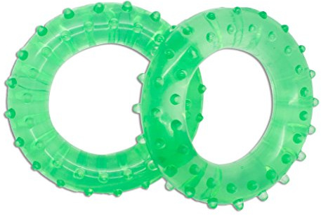 AFH Webshop 2er Set Massage Hand Grip | Handtrainer | Gummiring | Dauertrainer | Mit Noppen | 4 Farben | 4 Widerstände (grün | Stärke: mittel)