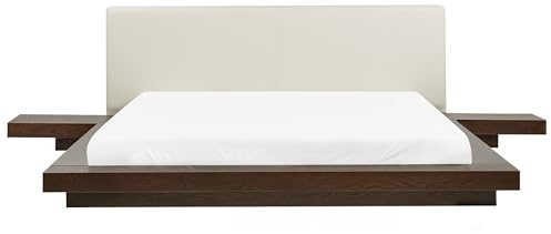 Beliani Wasserbett Kunstleder weiß/dunkle Esche Wasserbettmatratze 180 x 200 cm Zen