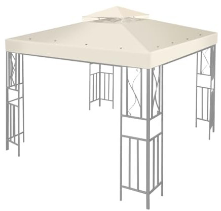 Flexzion Telo di Ricambio per Gazebo 3,6 x 3,6 m - Copertura doppio tetto con protezione UV30+, resistente a sporco e acqua per esterni, ombreggiatura, giardino, patio, padiglione (Avorio)